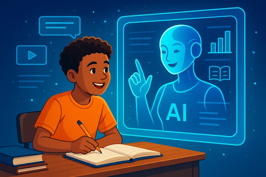 Student using AI assistant to understand a lesson