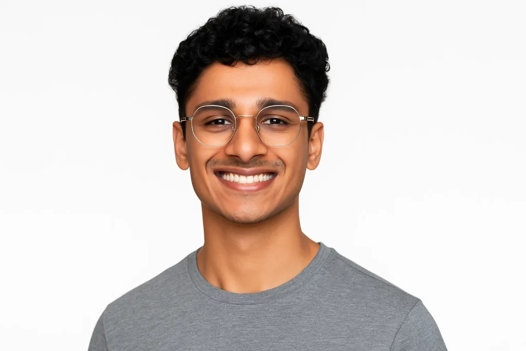 Vishaal Nair smiling portrait on the About Me page of Learn Simply AI